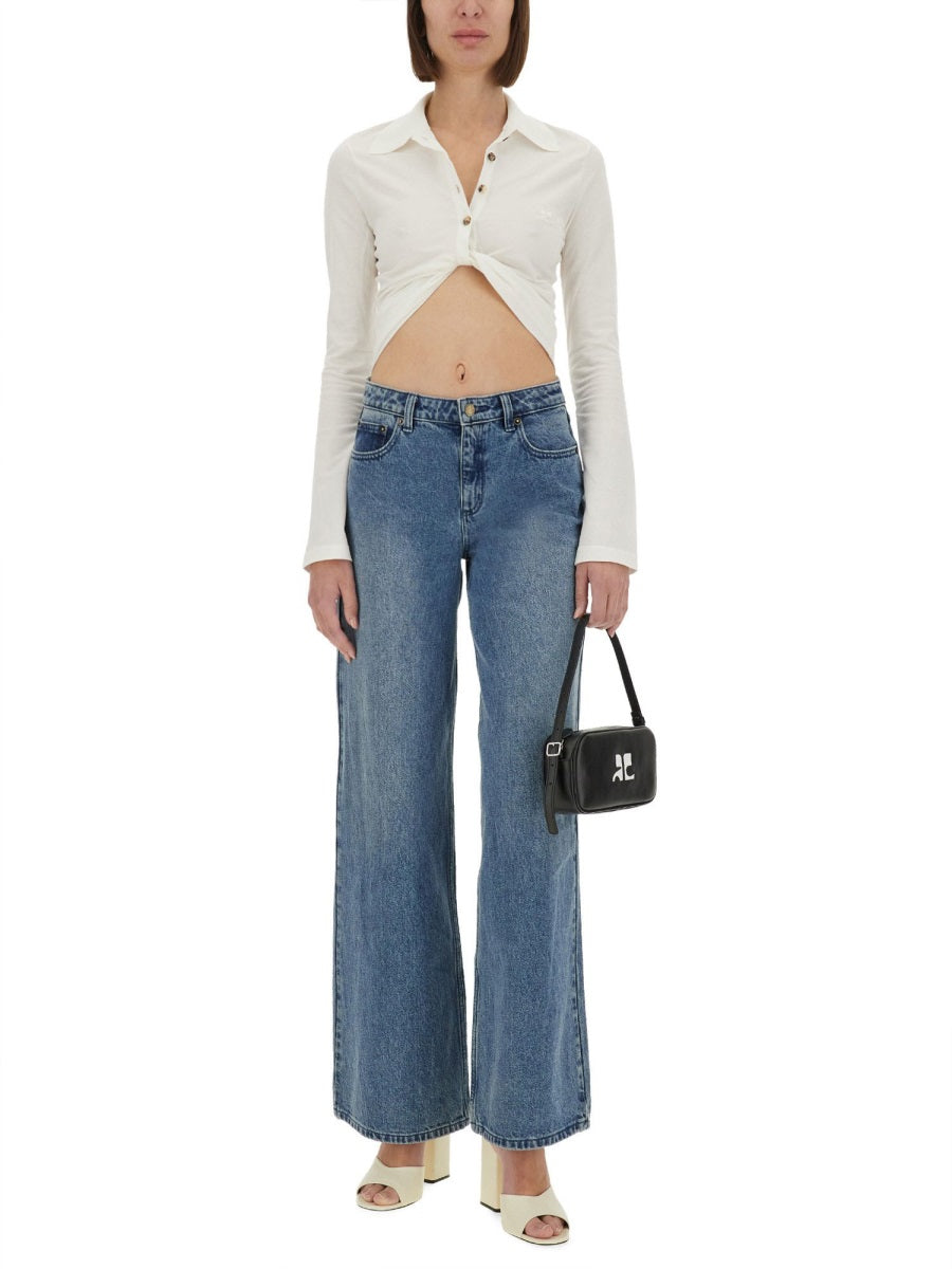 COURREGES Cropped Mini Polo Shirt