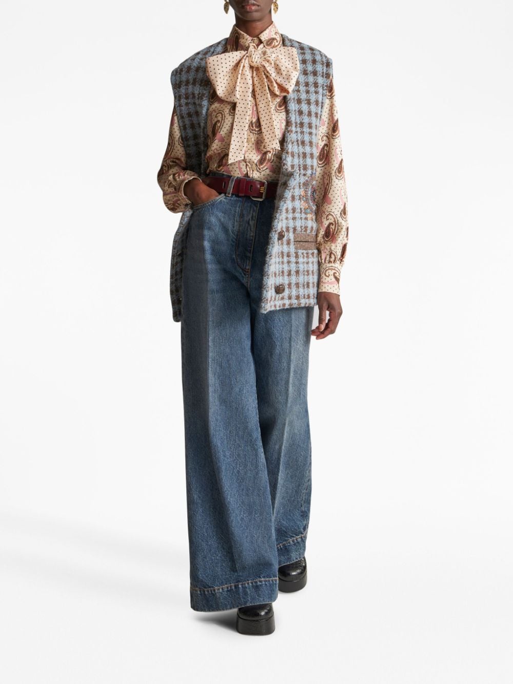 ETRO Oversized Houndstooth Vest - Size 40 IT