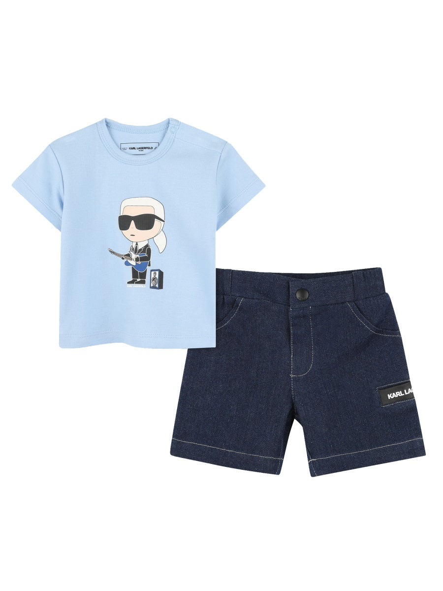 KARL LAGERFELD Mini T-Shirt and Bermuda Shorts Set for Boys