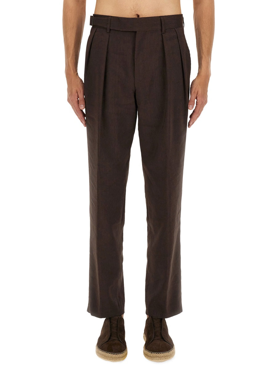 BOSS CAMEL Linen Port Pants - Size 48