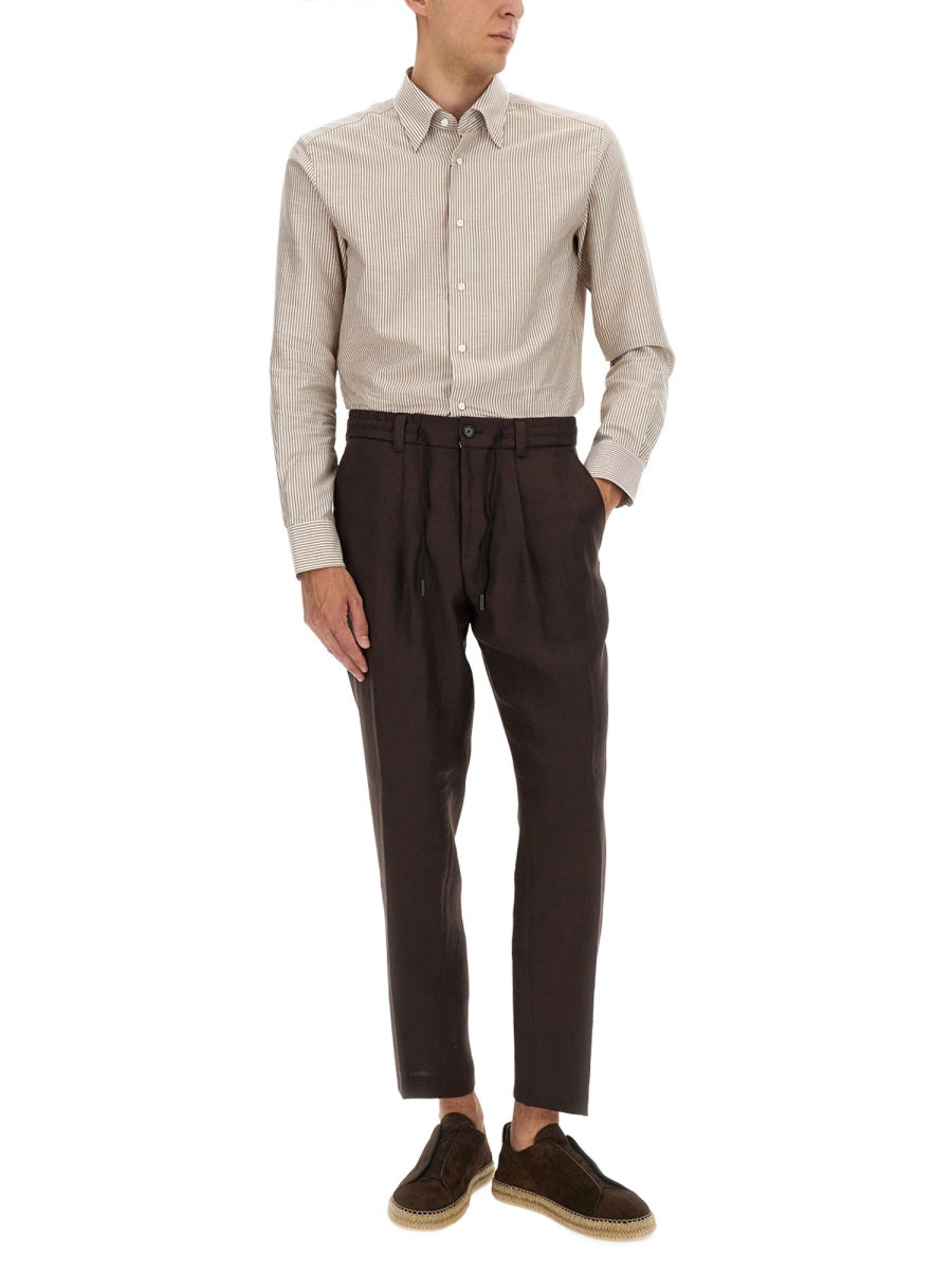 BOSS CAMEL Men's Linen Trousers L-PEETL-PL-RDS-243, Size 48