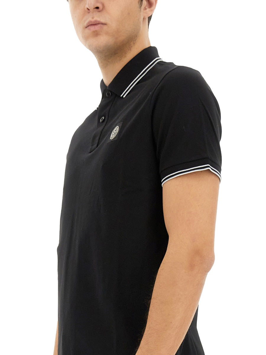 STONE ISLAND Men's Polo with Logo Patch - Size L