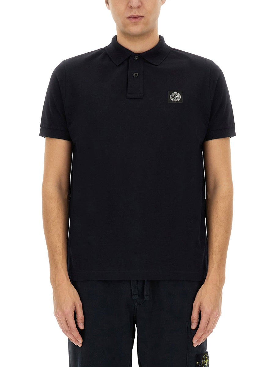 STONE ISLAND Polo with Patch Logo - Large Size