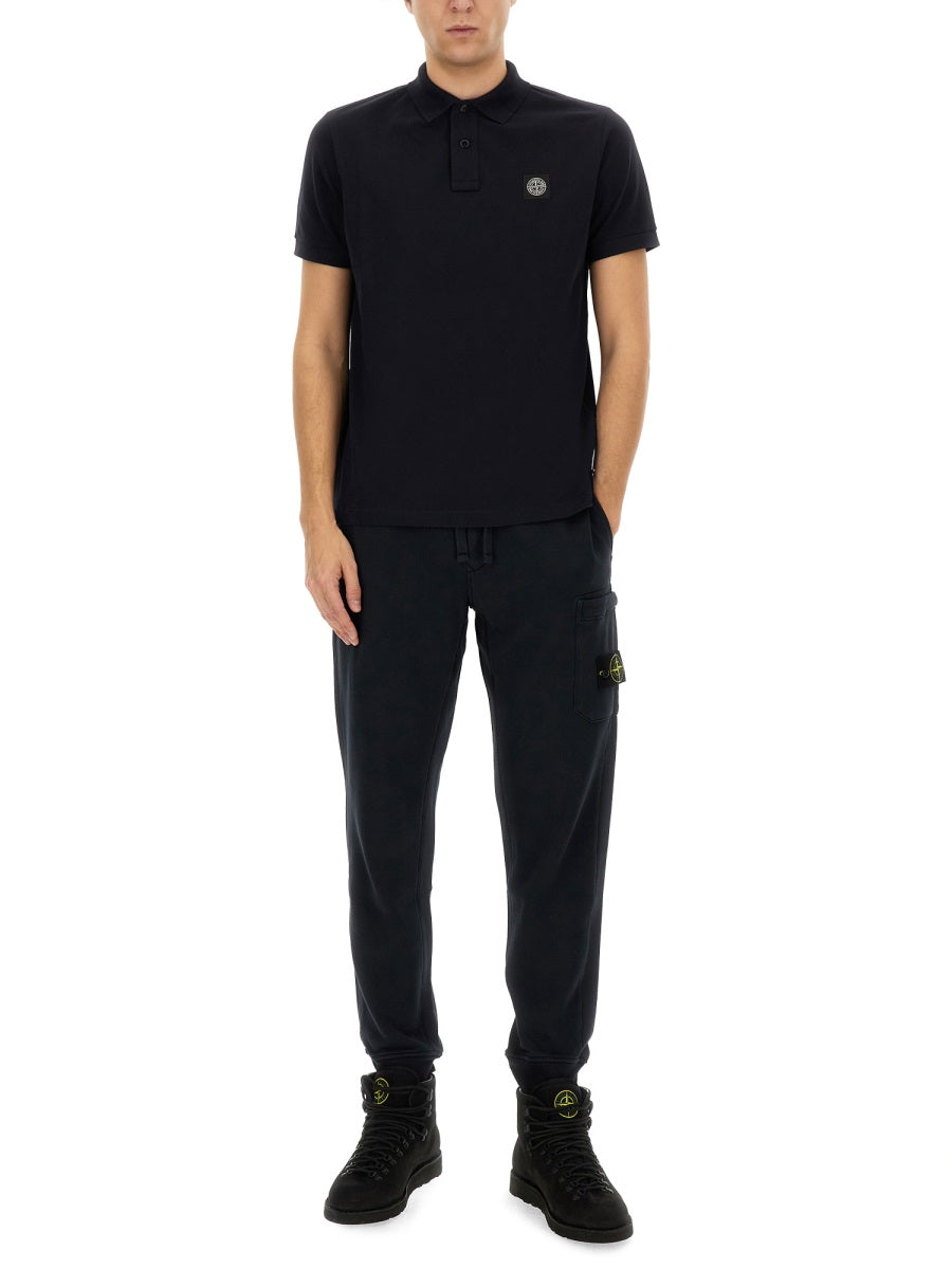 STONE ISLAND Polo with Patch Logo - Large Size