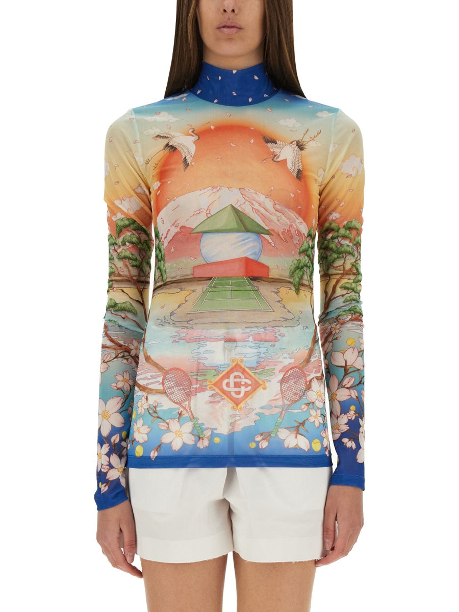 CASABLANCA Slim Fit Tennis Club Mesh Top