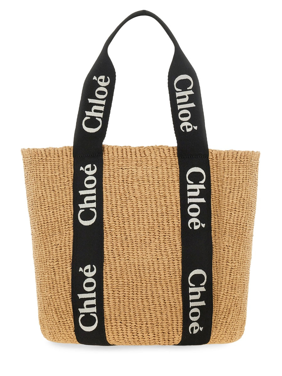 CHLOÉ Large Woody Shoulder Bag - 30 cm x 35 cm x 20 cm