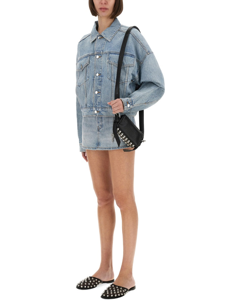 ALEXANDER WANG Boxy Fit Denim Clip-On Trucker Jacket - Size S