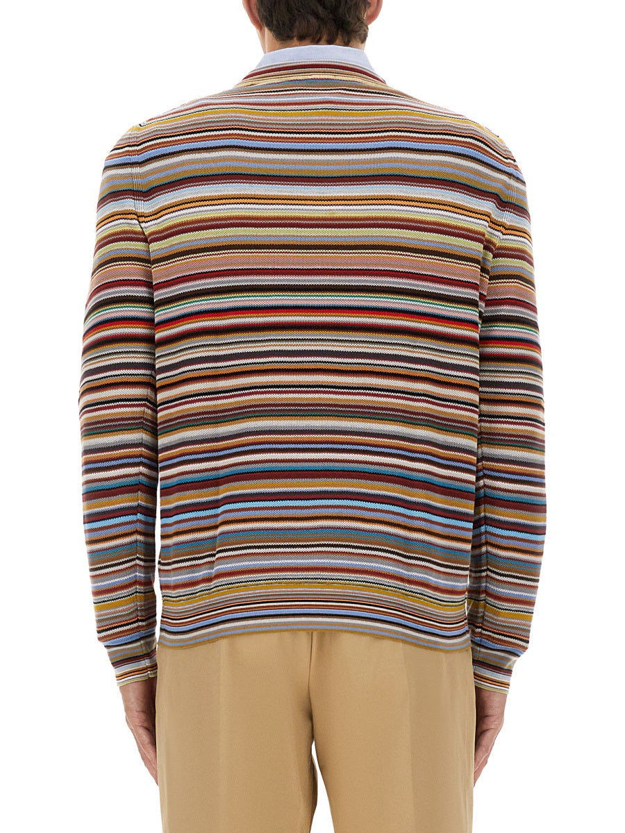 PAUL SMITH Men's Striped Wool Shirt Size L