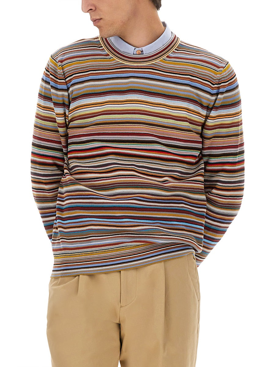 PAUL SMITH Men's Striped Wool Shirt Size L