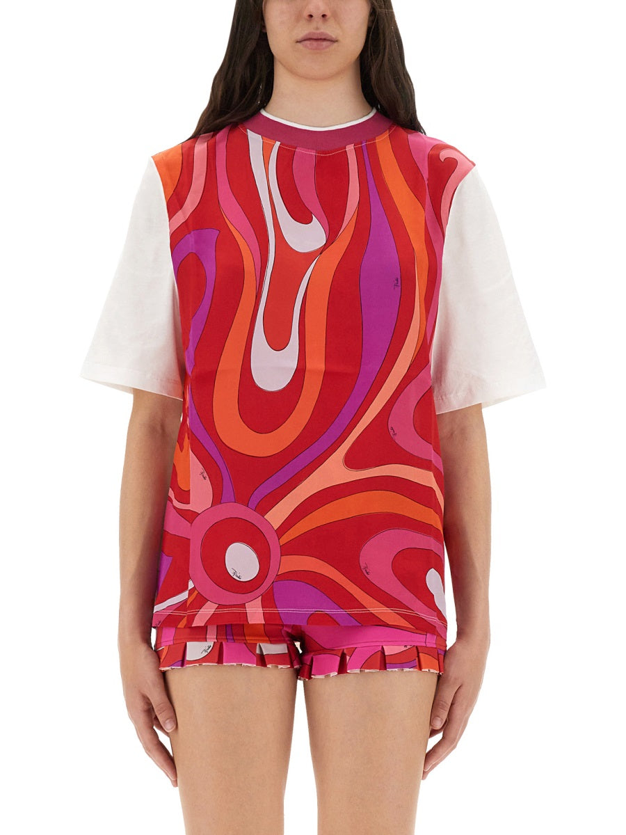 PUCCI Regular Fit T-Shirt with Iris Print - Size S