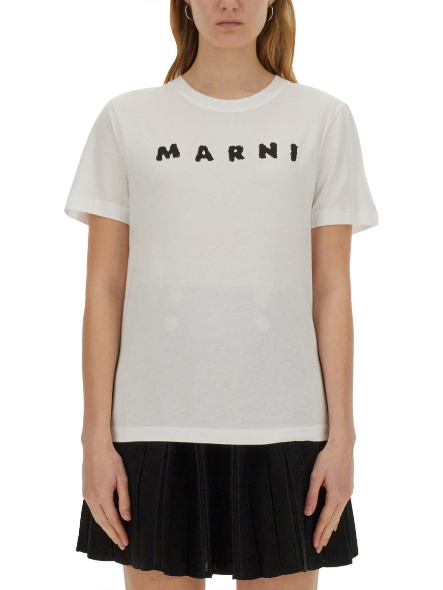 MARNI Cotton T-Shirt with Logo - Regular Fit