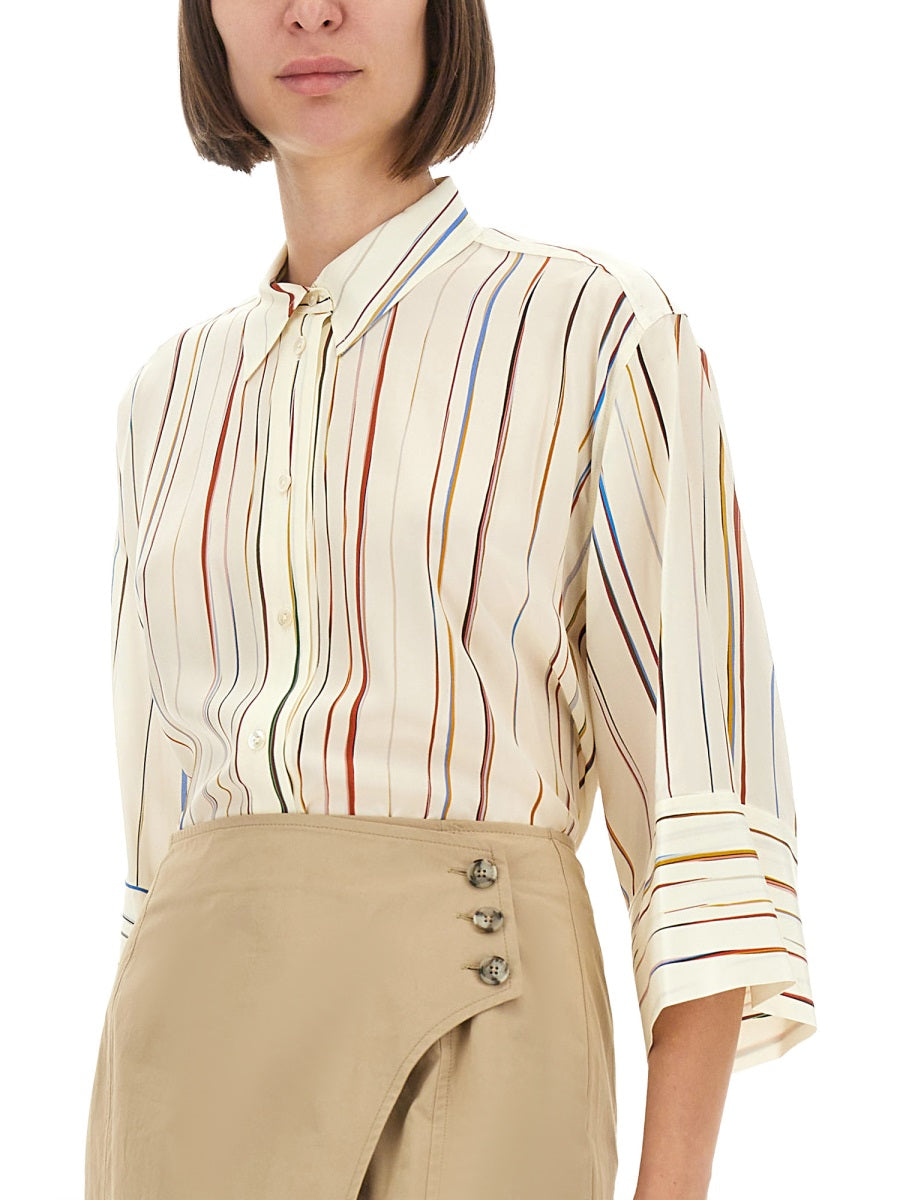 PAUL SMITH Relaxed Fit Silk Stripe Shirt - Size 40