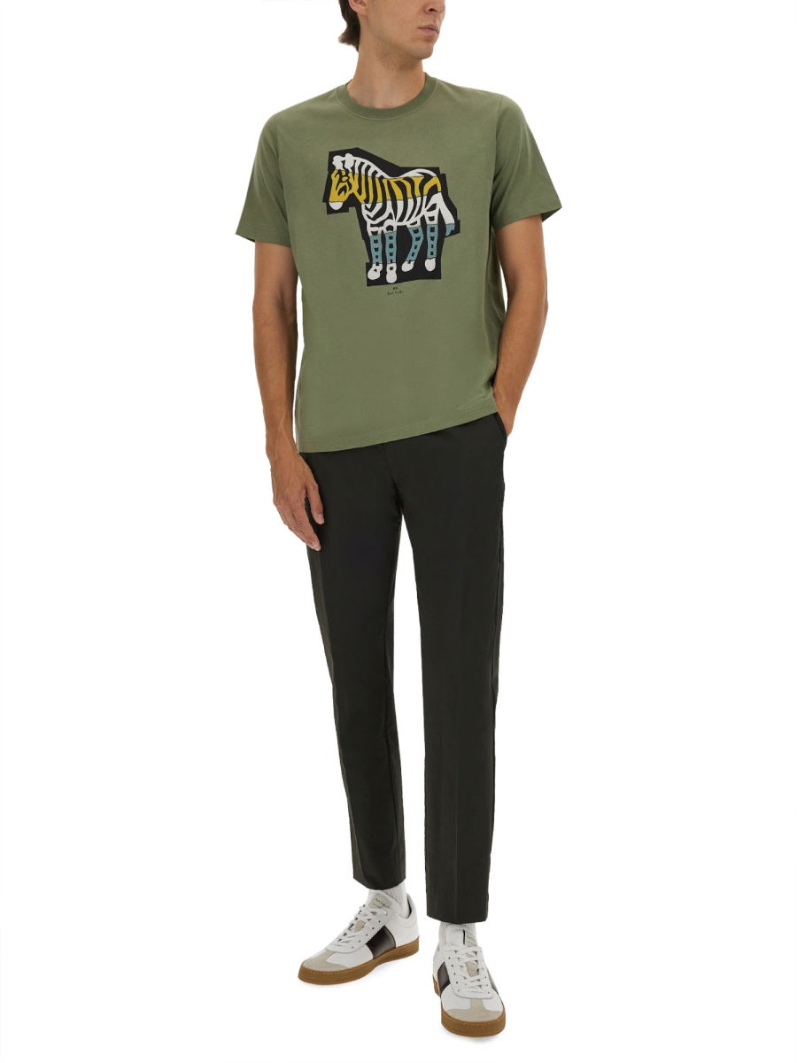 PS BY PAUL SMITH Zebra Cutout Organic Cotton T-Shirt - Size L