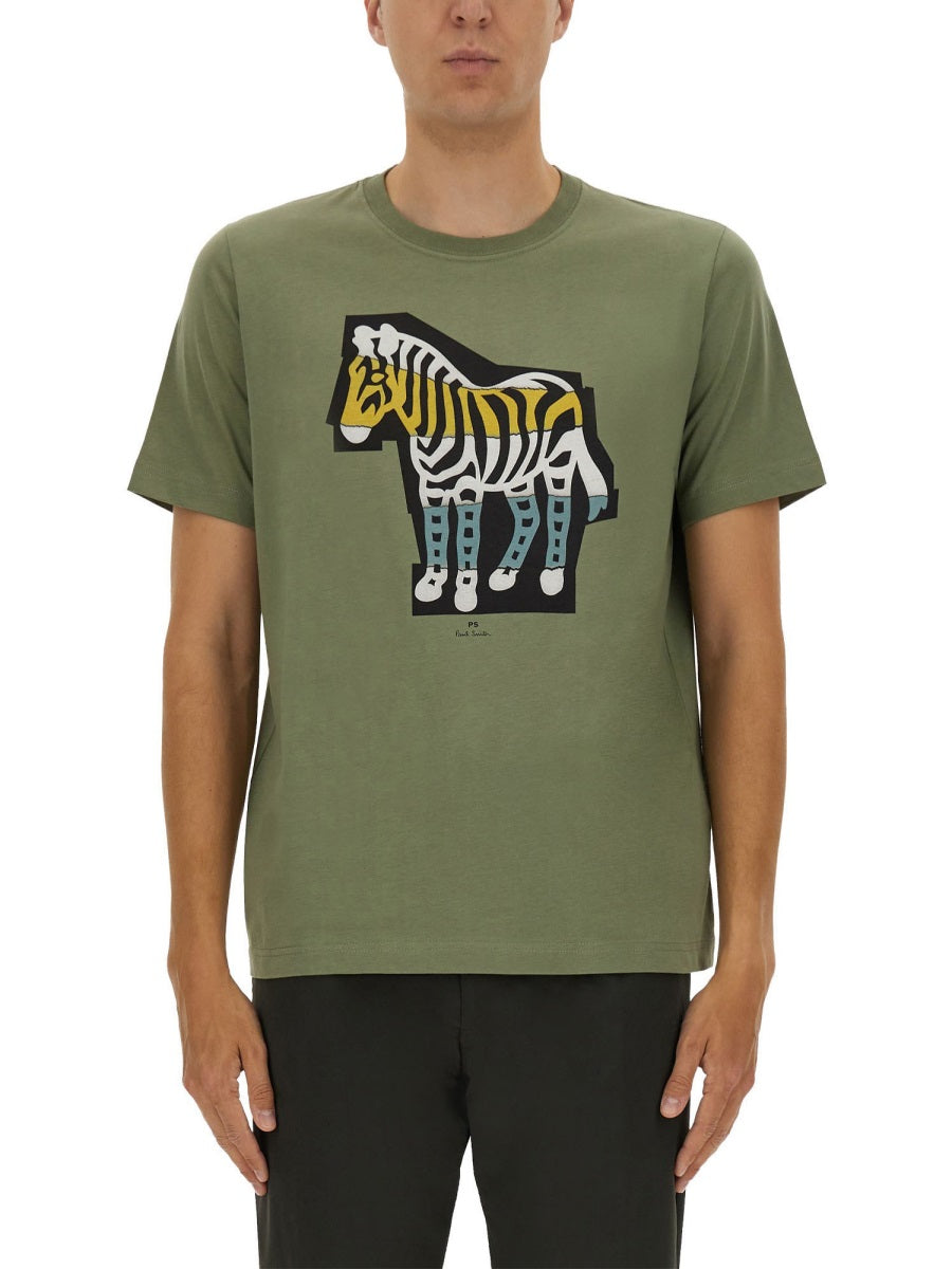 PS BY PAUL SMITH Zebra Cutout Organic Cotton T-Shirt - Size L