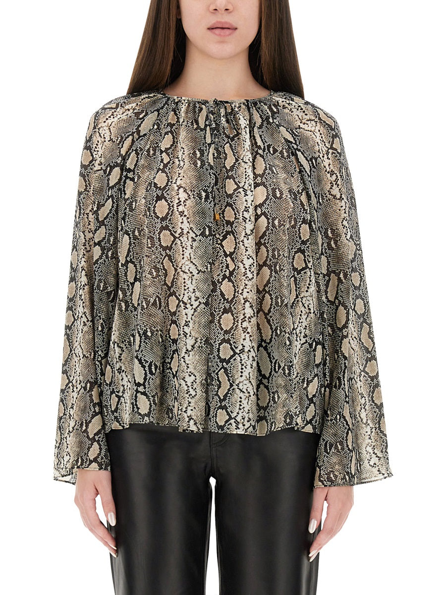 MICHAEL BY MICHAEL KORS Relaxed Fit Animal Print Blouse - Size S