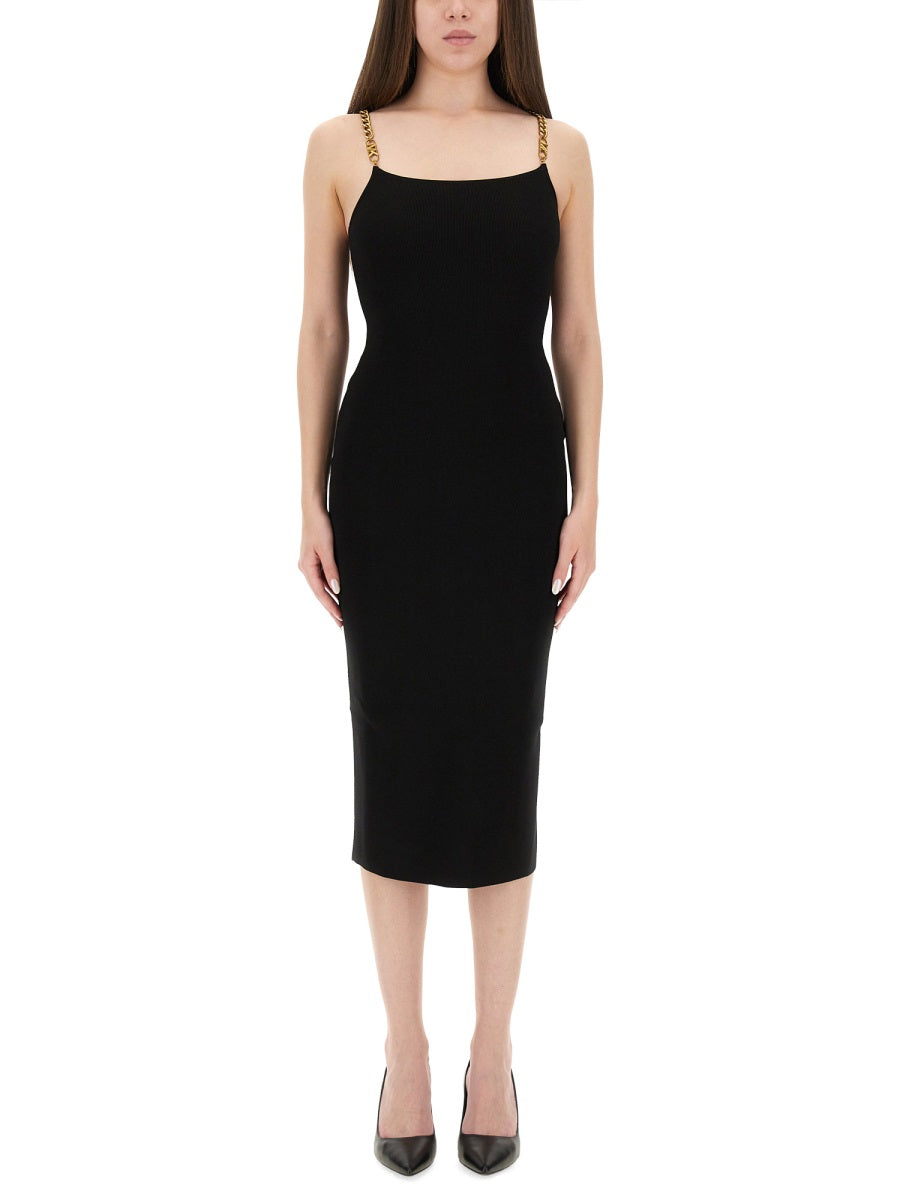 MICHAEL BY MICHAEL KORS Slim Fit Longuette Dress with Decorative Details - Size S