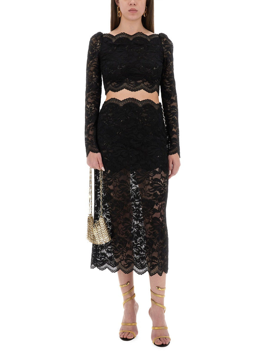 RABANNE Cropped Lace Mini Top