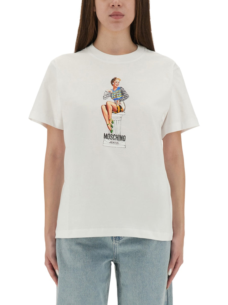 MOSCHINO JEANS Regular Fit Printed T-Shirt - Size S