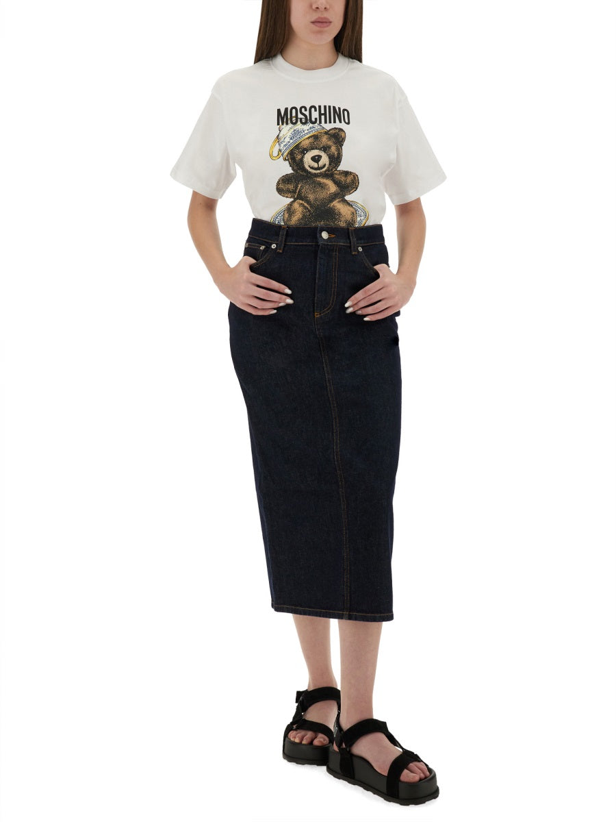 MOSCHINO Regular Fit Teddy Print T-Shirt - Size S