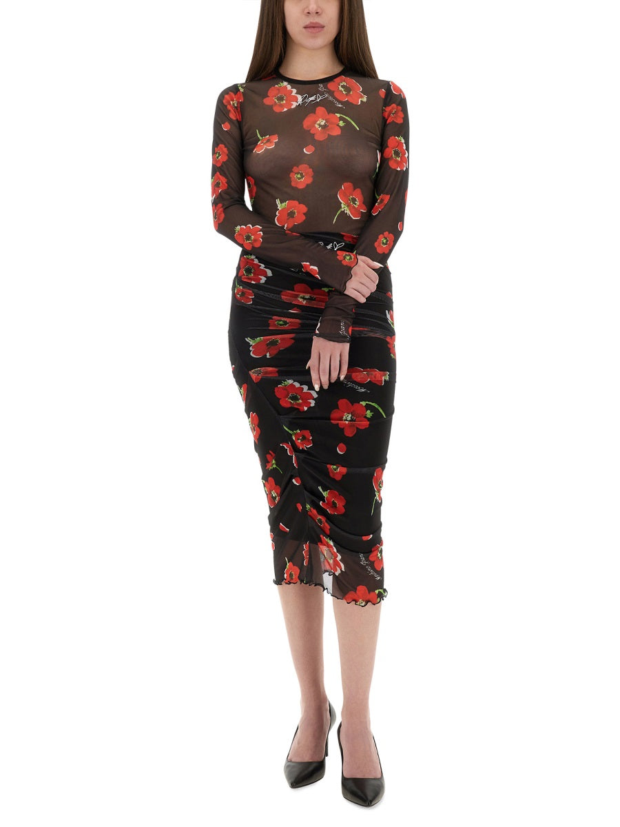 MOSCHINO JEANS Floral Mesh Mini Skirt - Size 40 IT