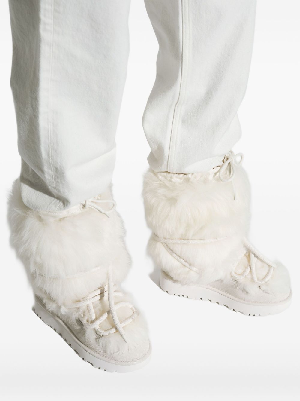 UGG Fur Trim Lace-Up Boots