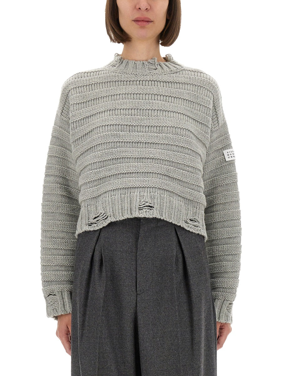 MM6 MAISON MARGIELA Cropped Wool Pullover - Women's Mini Cut
