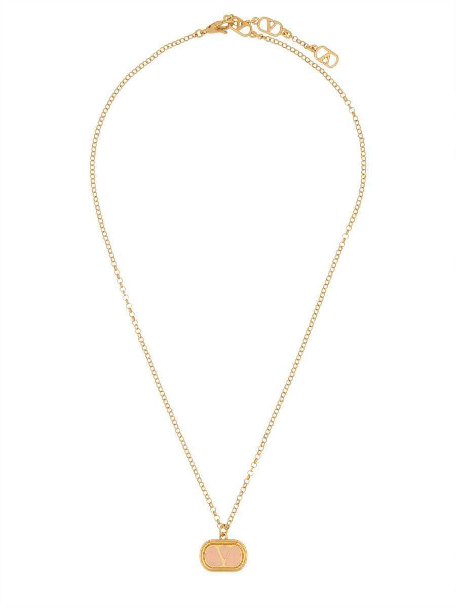 VALENTINO GARAVANI Elegant Brass and Enamel 'Ovalette' Necklace - FW25