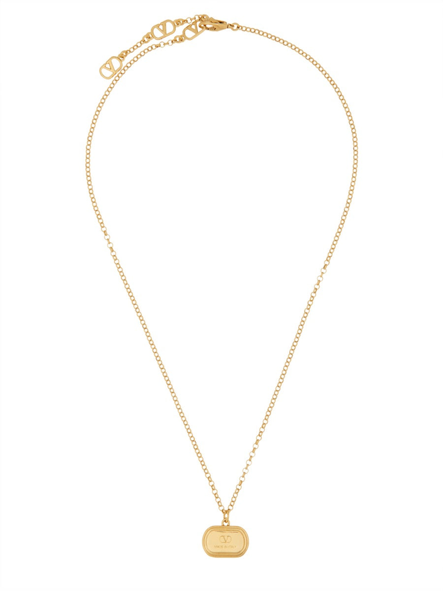VALENTINO GARAVANI Elegant Brass and Enamel 'Ovalette' Necklace - FW25