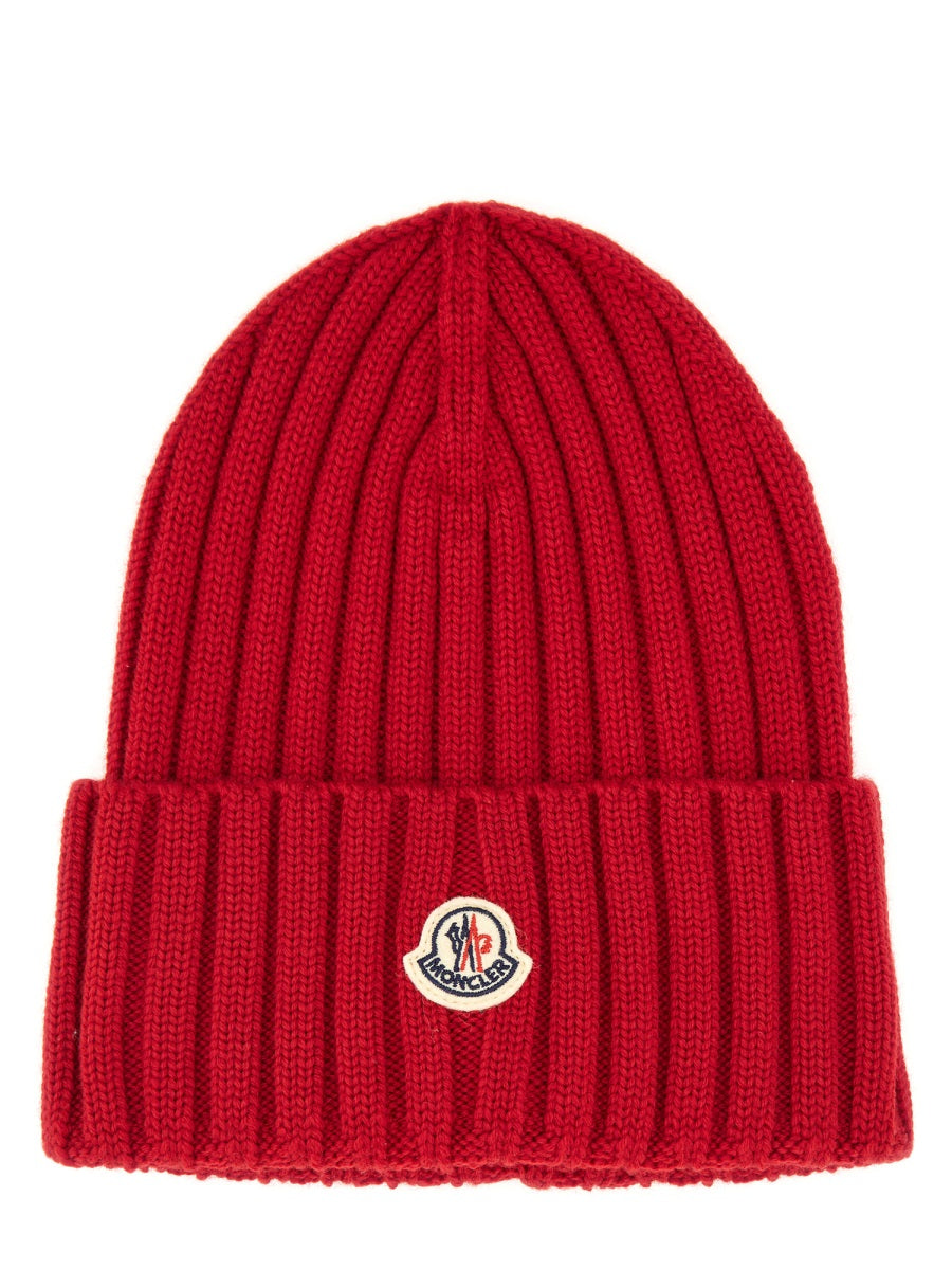 MONCLER Logo Embroidered Wool Hat for Women