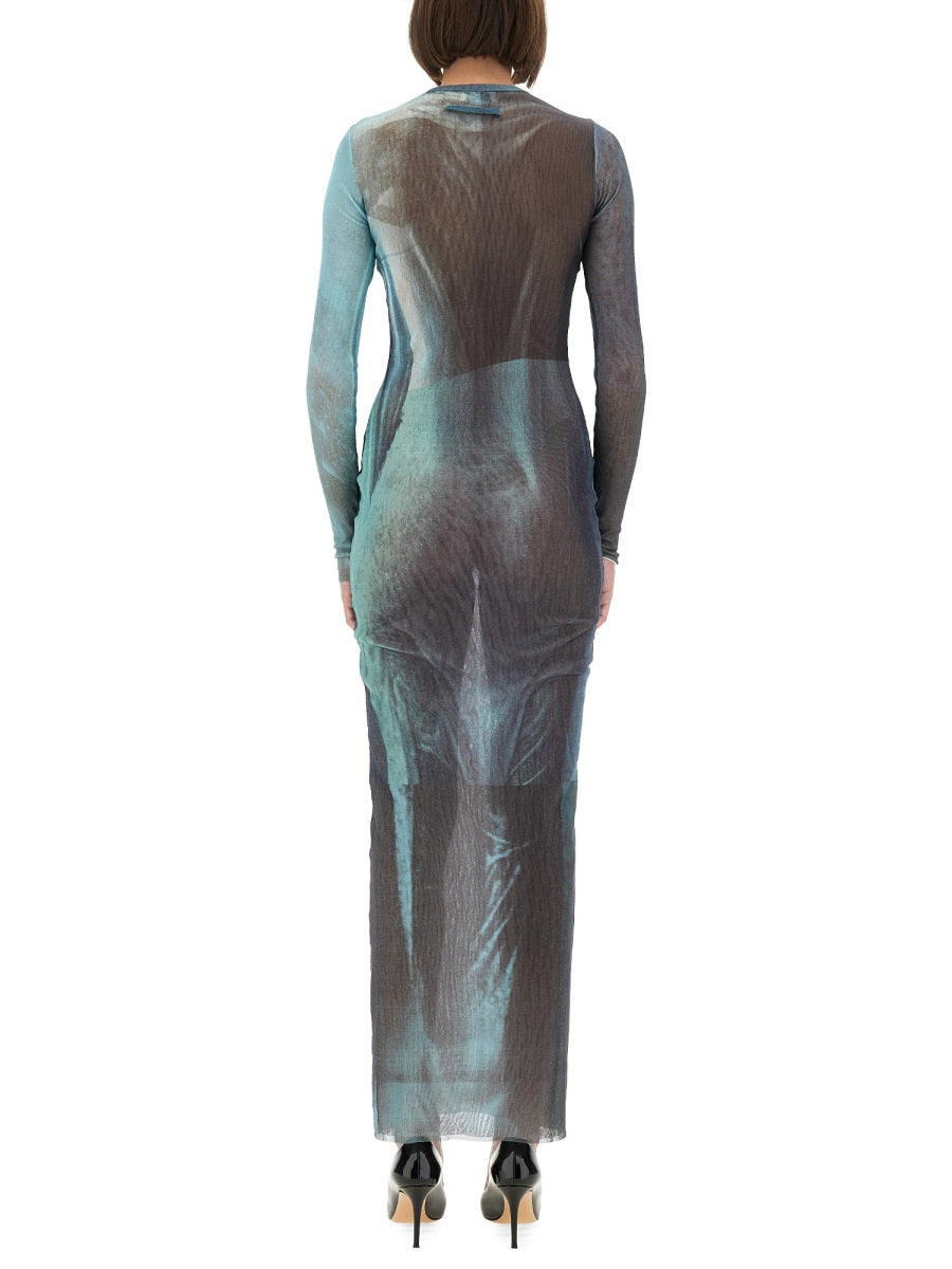 JEAN PAUL GAULTIER Slim Fit Mesh Long Dress