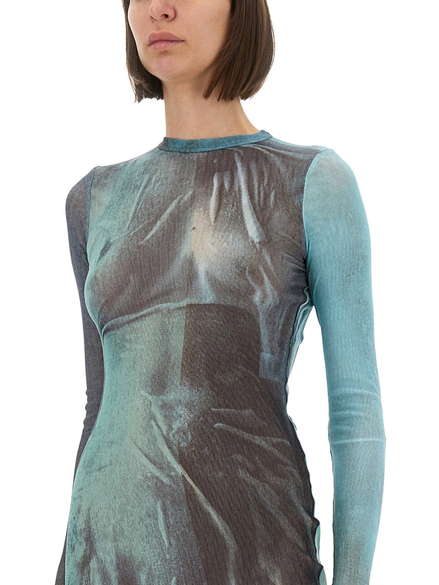 JEAN PAUL GAULTIER Slim Fit Mesh Long Dress