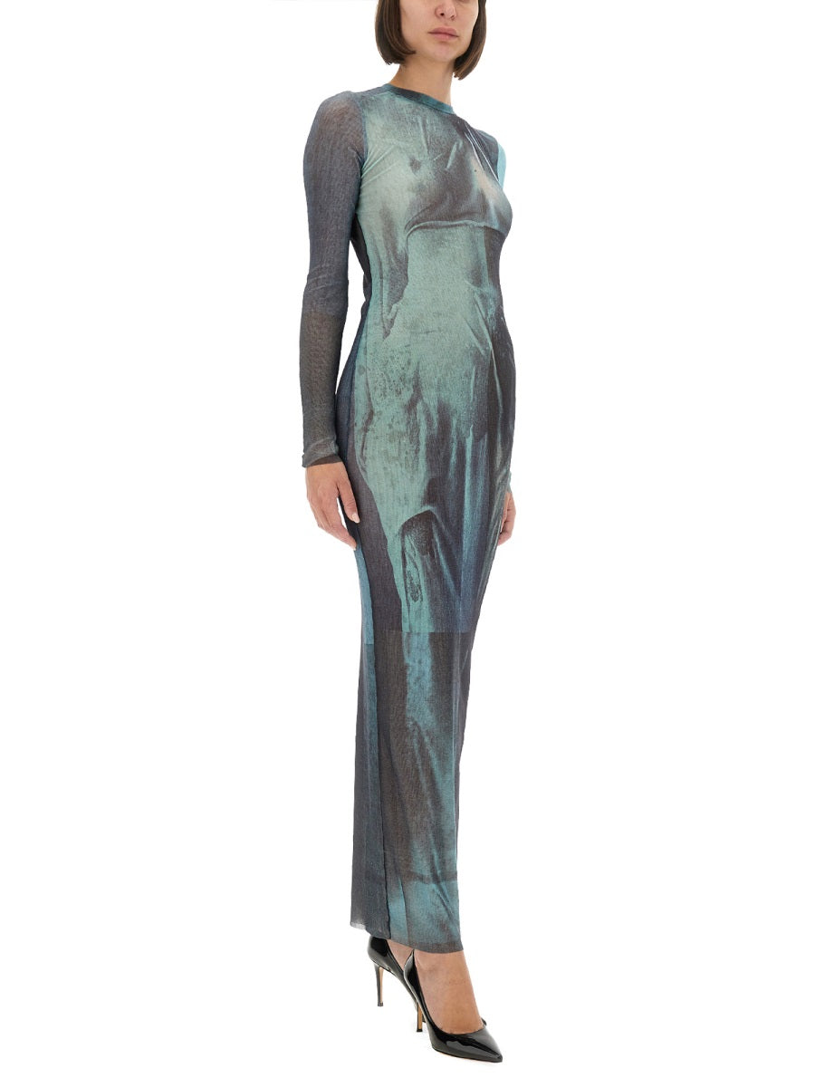 JEAN PAUL GAULTIER Slim Fit Mesh Long Dress