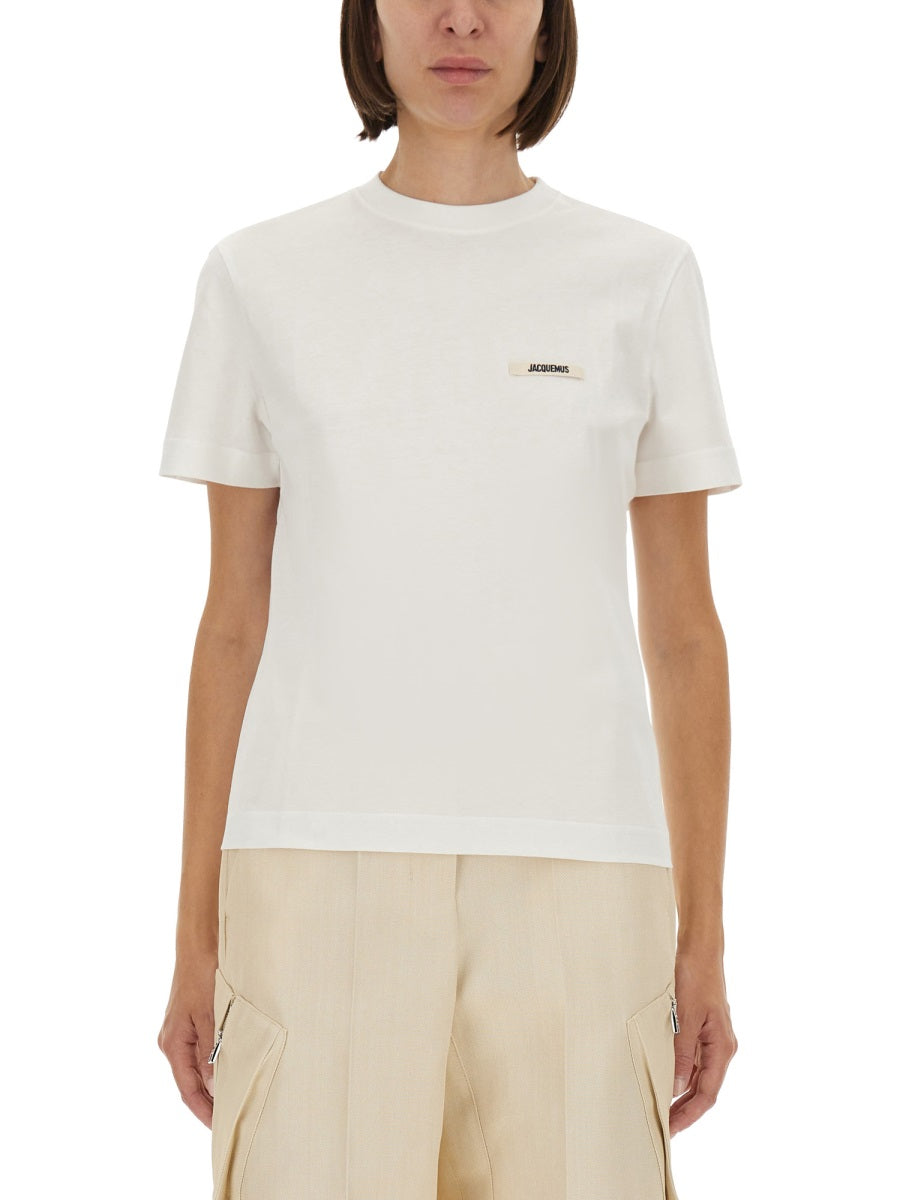 JACQUEMUS Slim Fit Grosgrain Short Sleeve T-Shirt - Size S