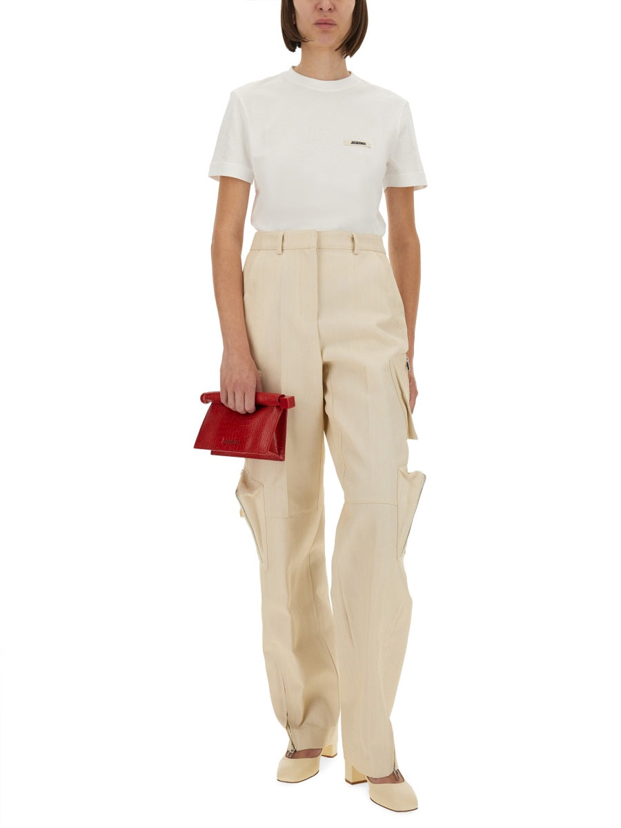 JACQUEMUS Slim Fit Grosgrain Short Sleeve T-Shirt - Size S