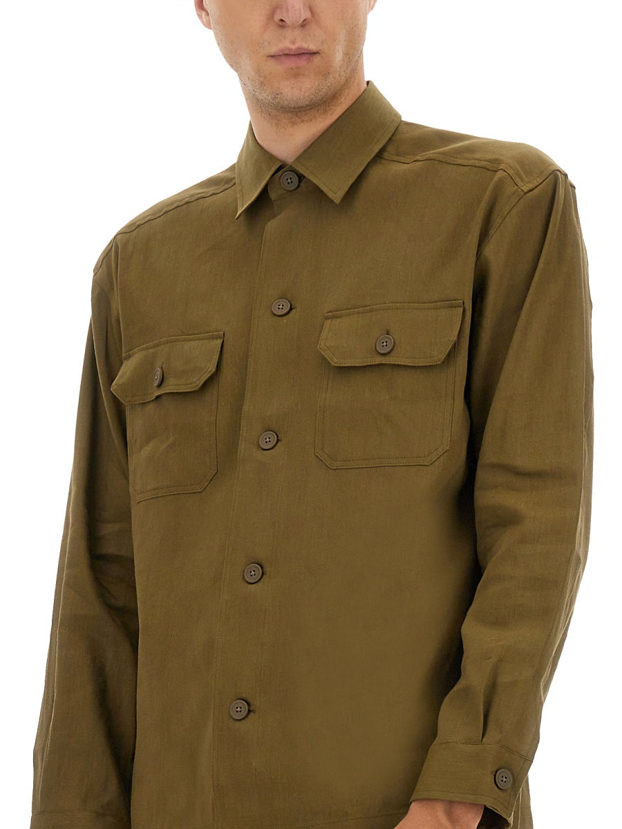 BOSS Regular Fit Stretch Linen and Viscose Shirt