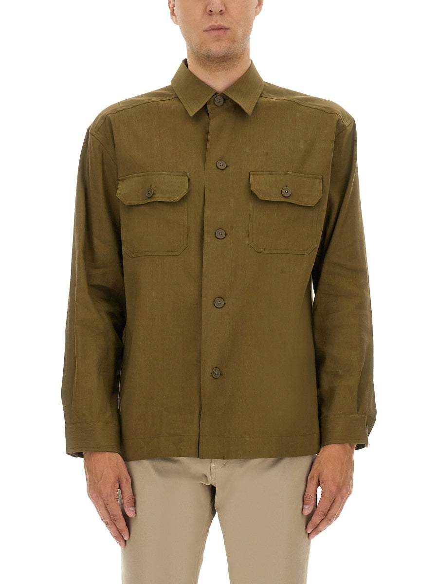 BOSS Regular Fit Stretch Linen and Viscose Shirt