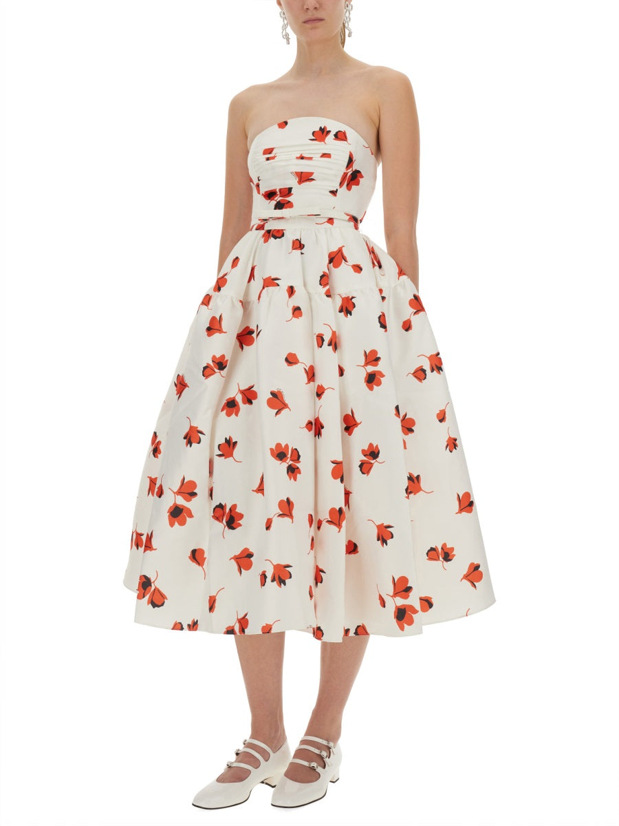 SELF-PORTRAIT Fitted Floral Midi Dress (Size 6 UK)