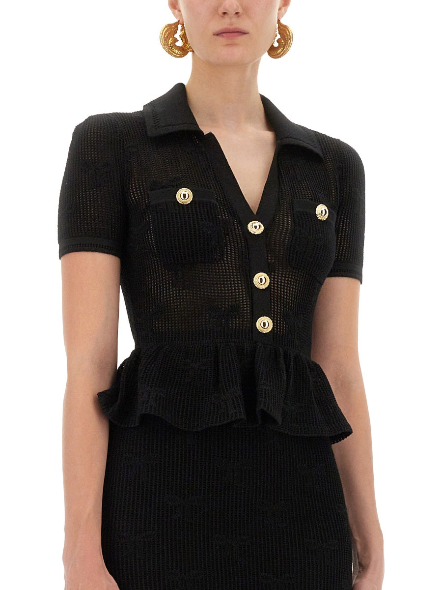 SELF-PORTRAIT Slim Fit Midi Crochet Dress with Bows