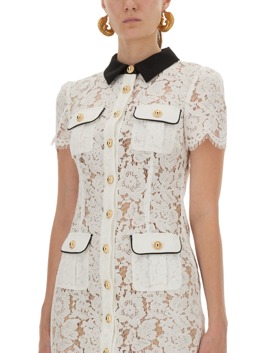 SELF-PORTRAIT Fitted Lace Mini Dress - Size 6 UK