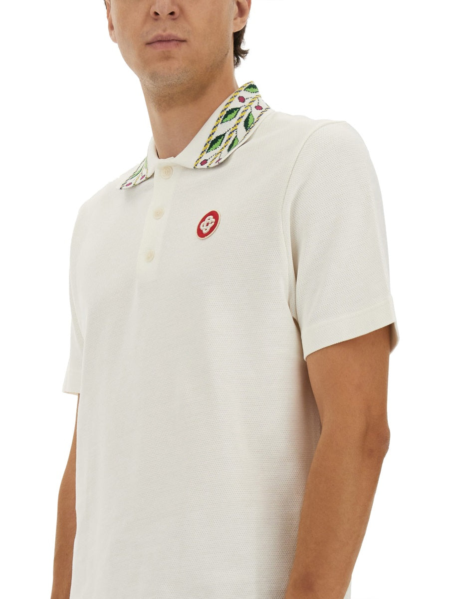 CASABLANCA Classic Laurel Pique Polo Shirt - Size L