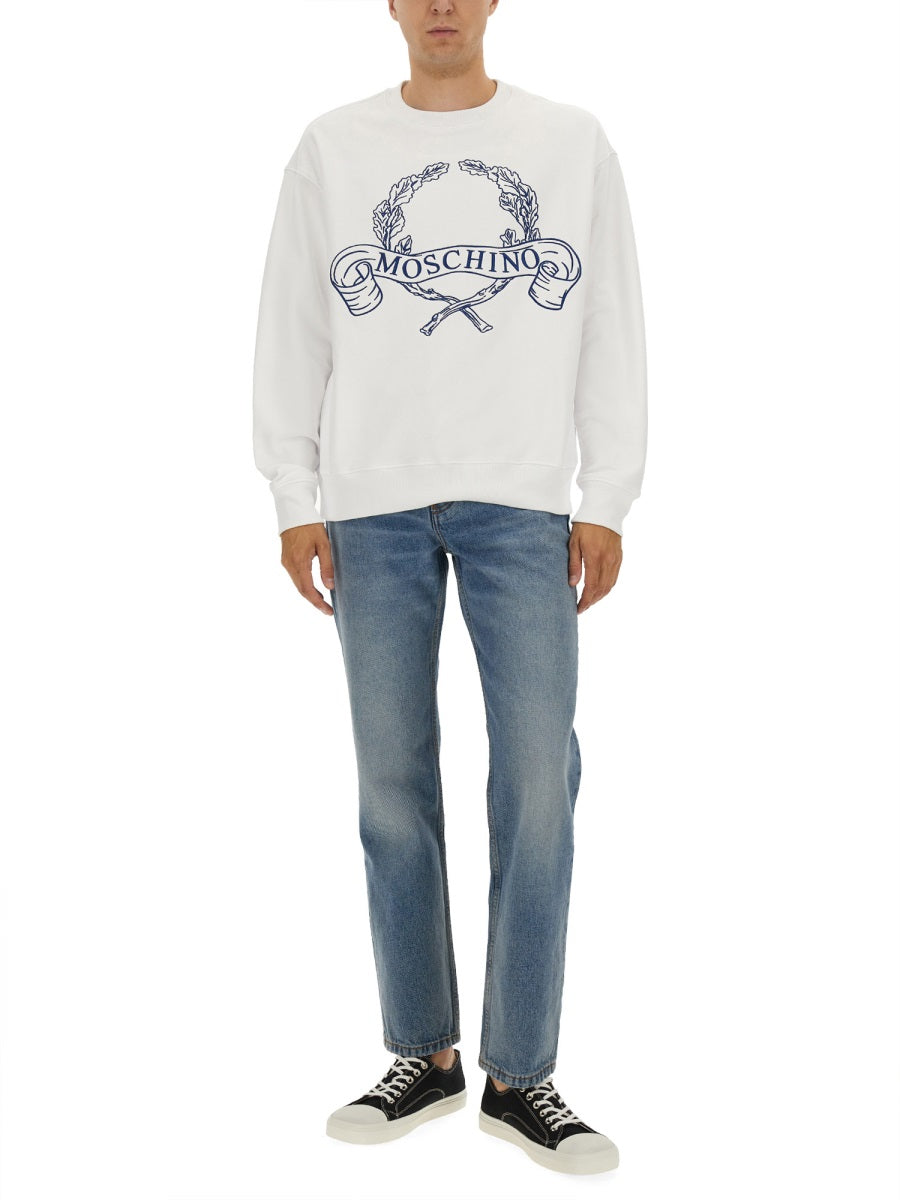 MOSCHINO COUTURE Embroidered Laurel Crown Logo Sweatshirt - Size L