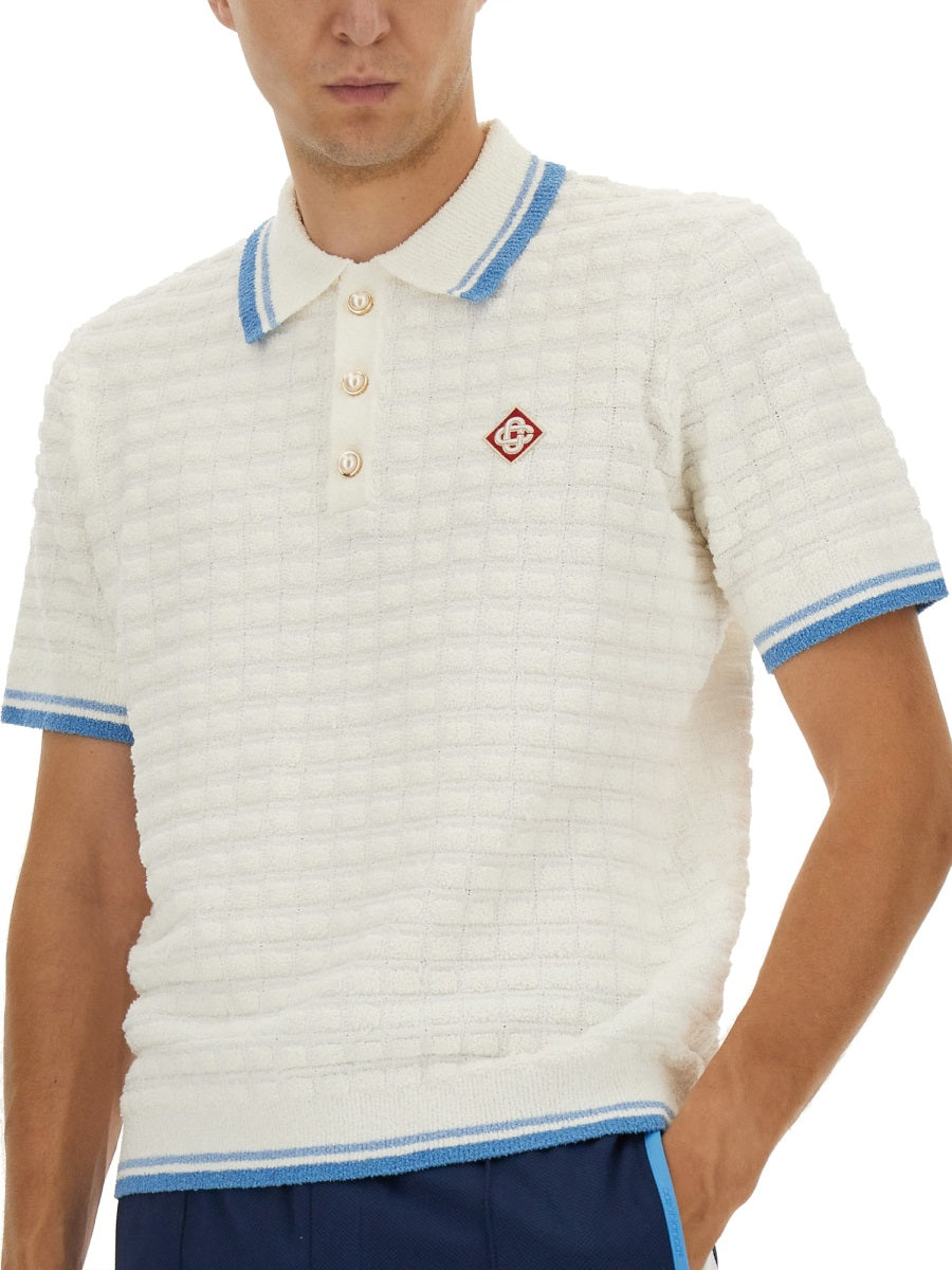 CASABLANCA Cotton Bouclé Polo Shirt - Size L