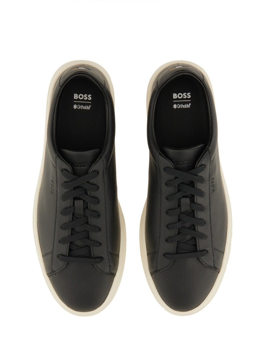 BOSS Grained Leather Sneakers for Men - FW25 Collection