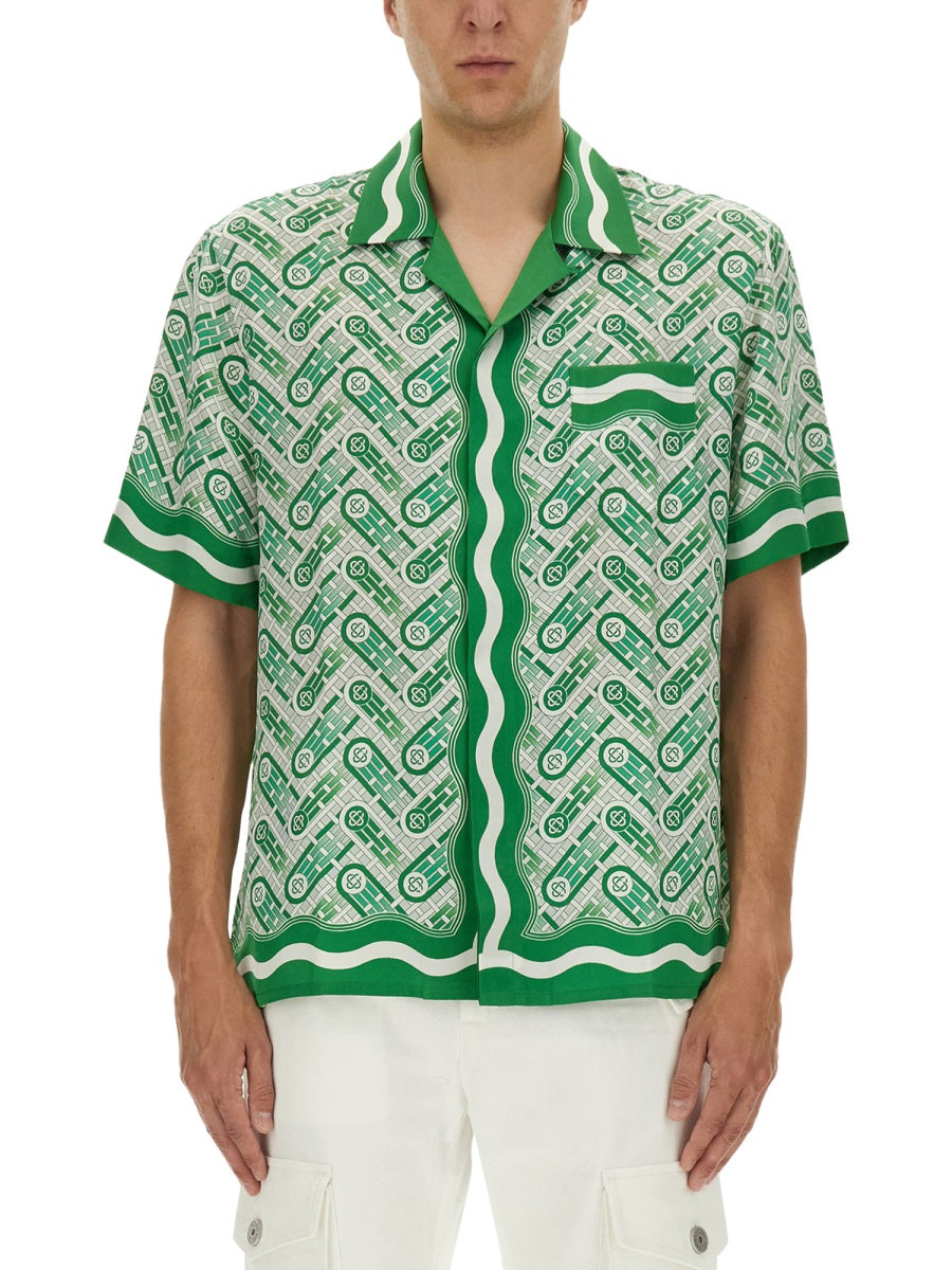CASABLANCA Short-Sleeved Silk Shirt - Size L
