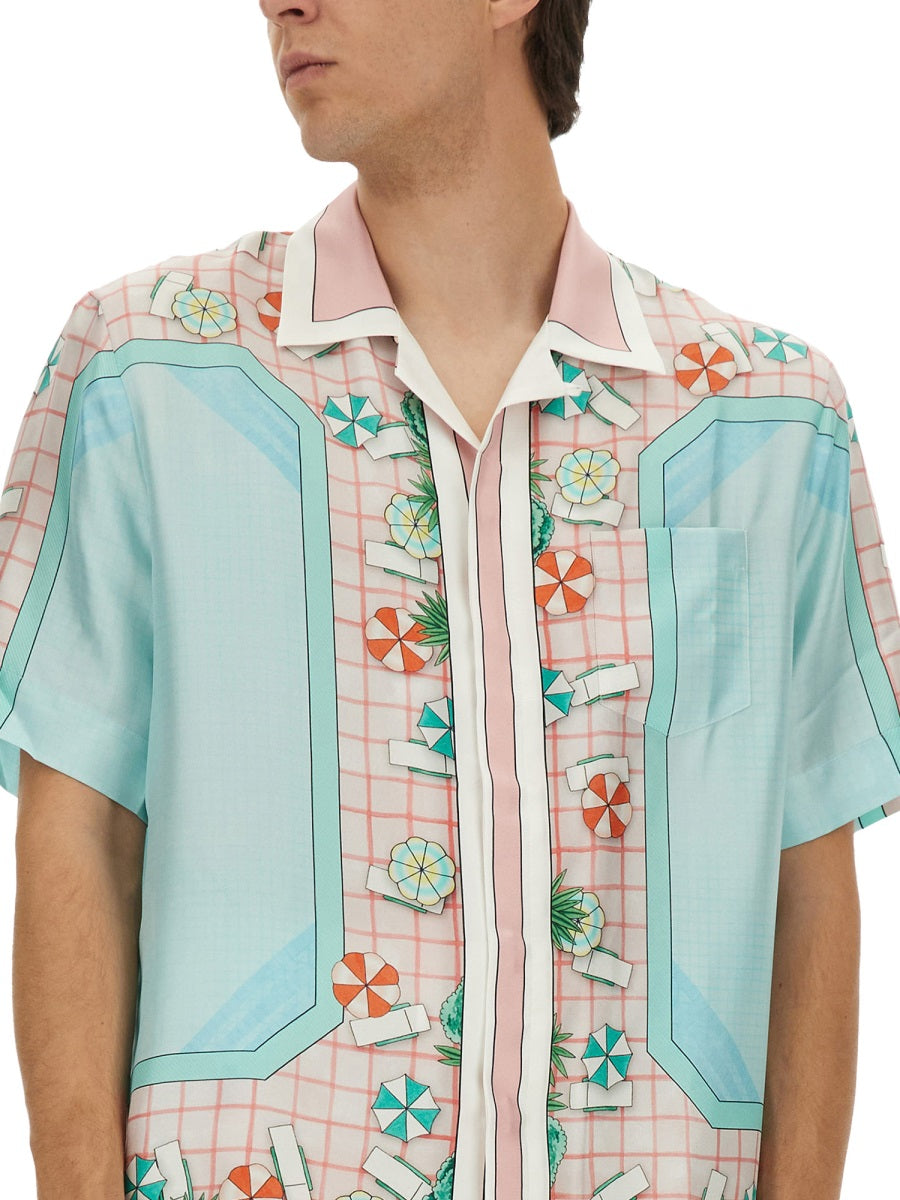 CASABLANCA Short-Sleeved Silk Shirt - Size L