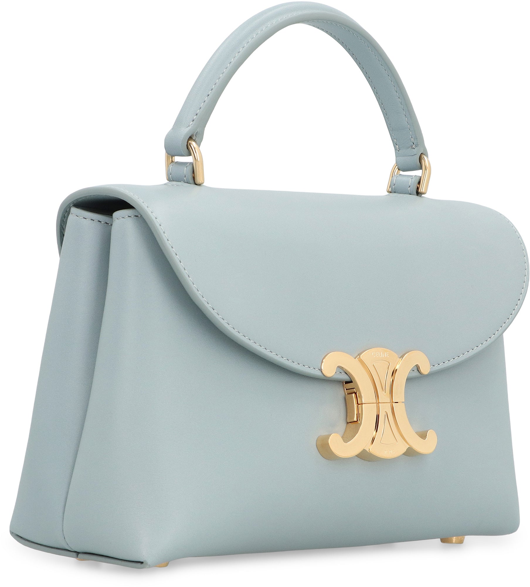 CELINE Mini Leather Handbag with Top Handle and Flap Closure