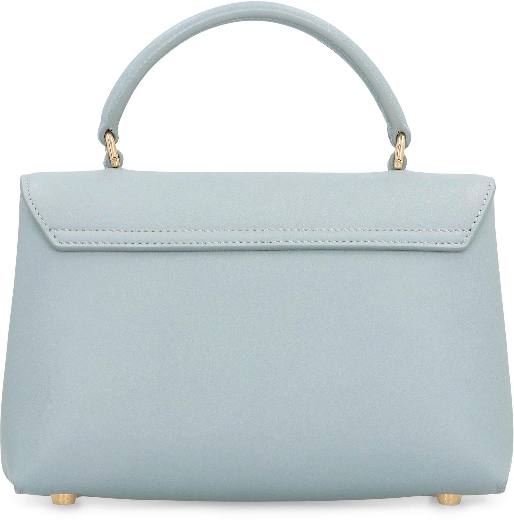 CELINE Mini Leather Handbag with Top Handle and Flap Closure