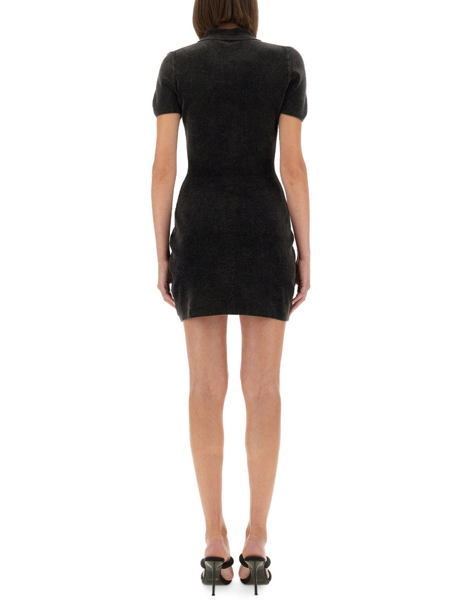 ALEXANDER WANG Slim Fit Polo Collar Mini Dress