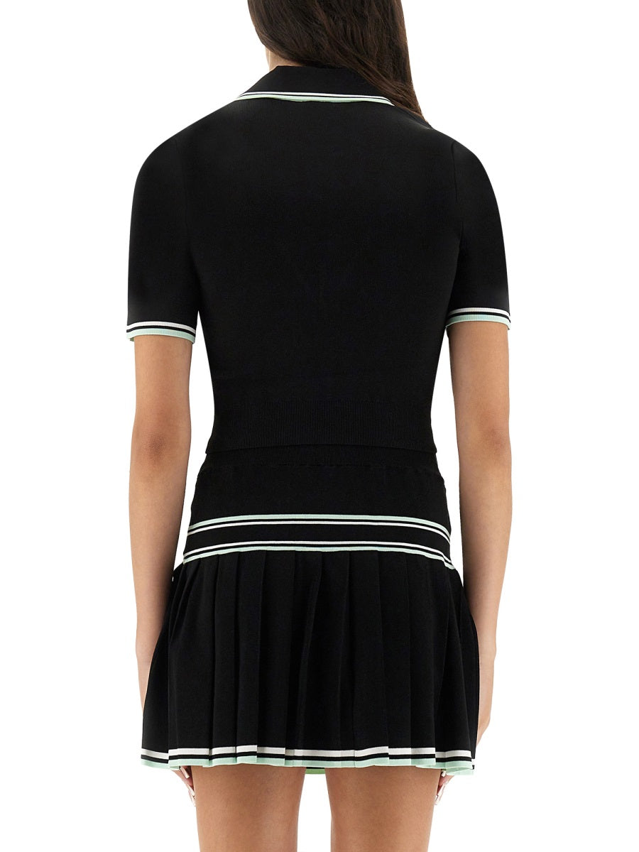 CASABLANCA Viscose V-Neck Polo Shirt - Size S