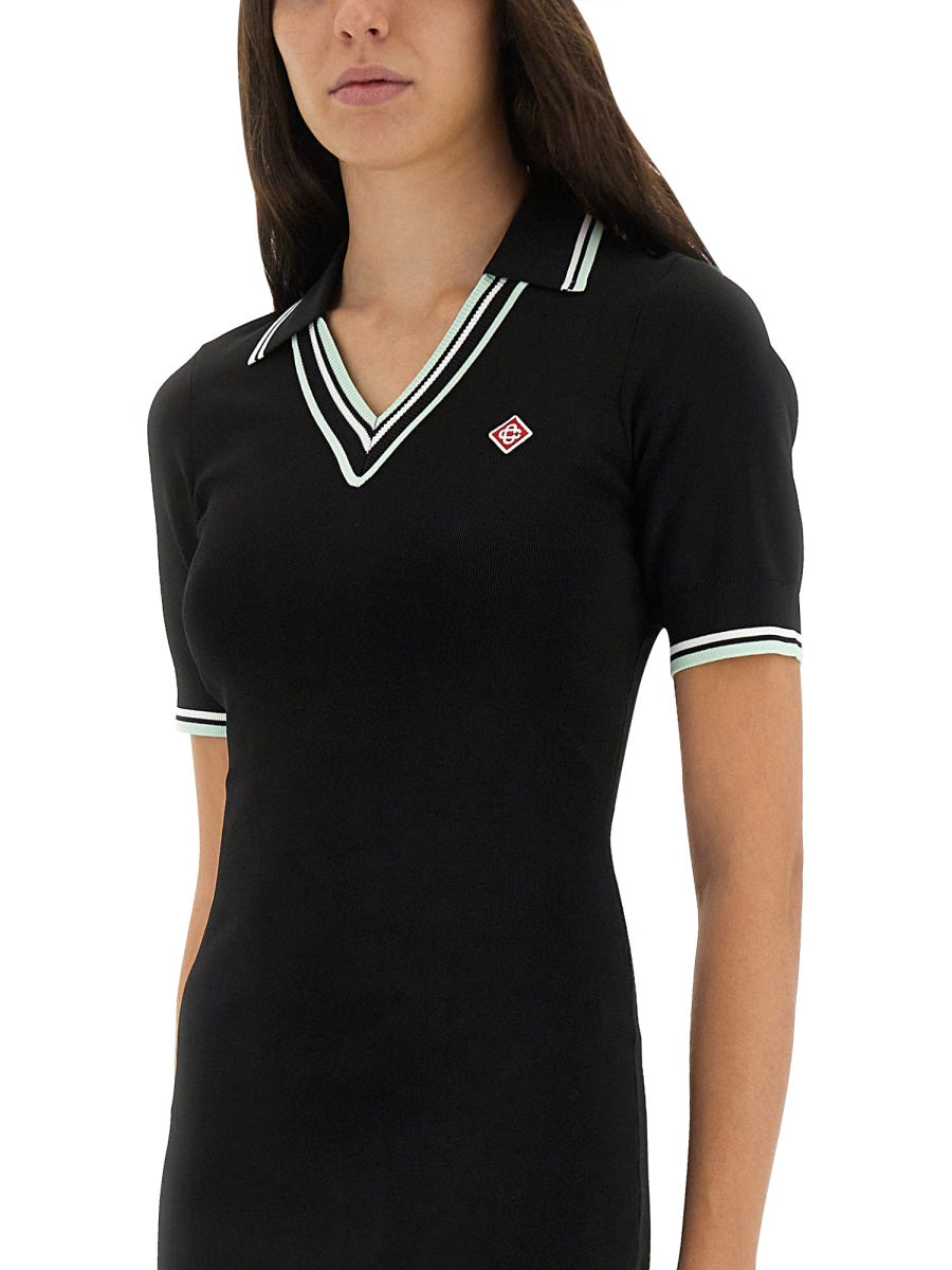 CASABLANCA Slim Fit Viscose Polo Shirt Dress - Size S